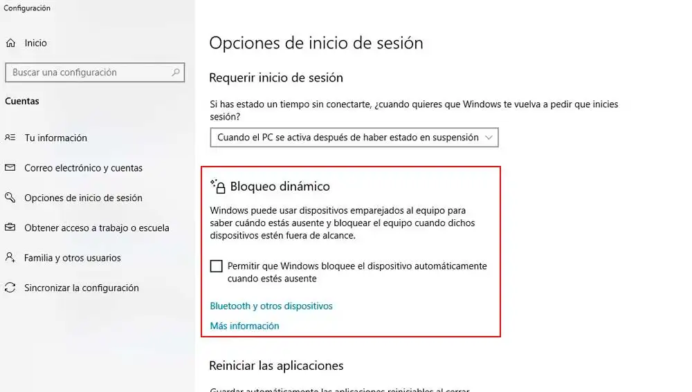 Activando el bloqueo dinámico Activando el bloqueo dinámico