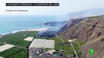 Avance de la nueva lengua de lava al mar