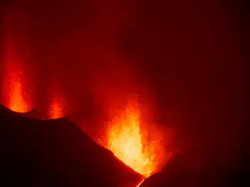 Vista de la erupción volcánica en La Palma