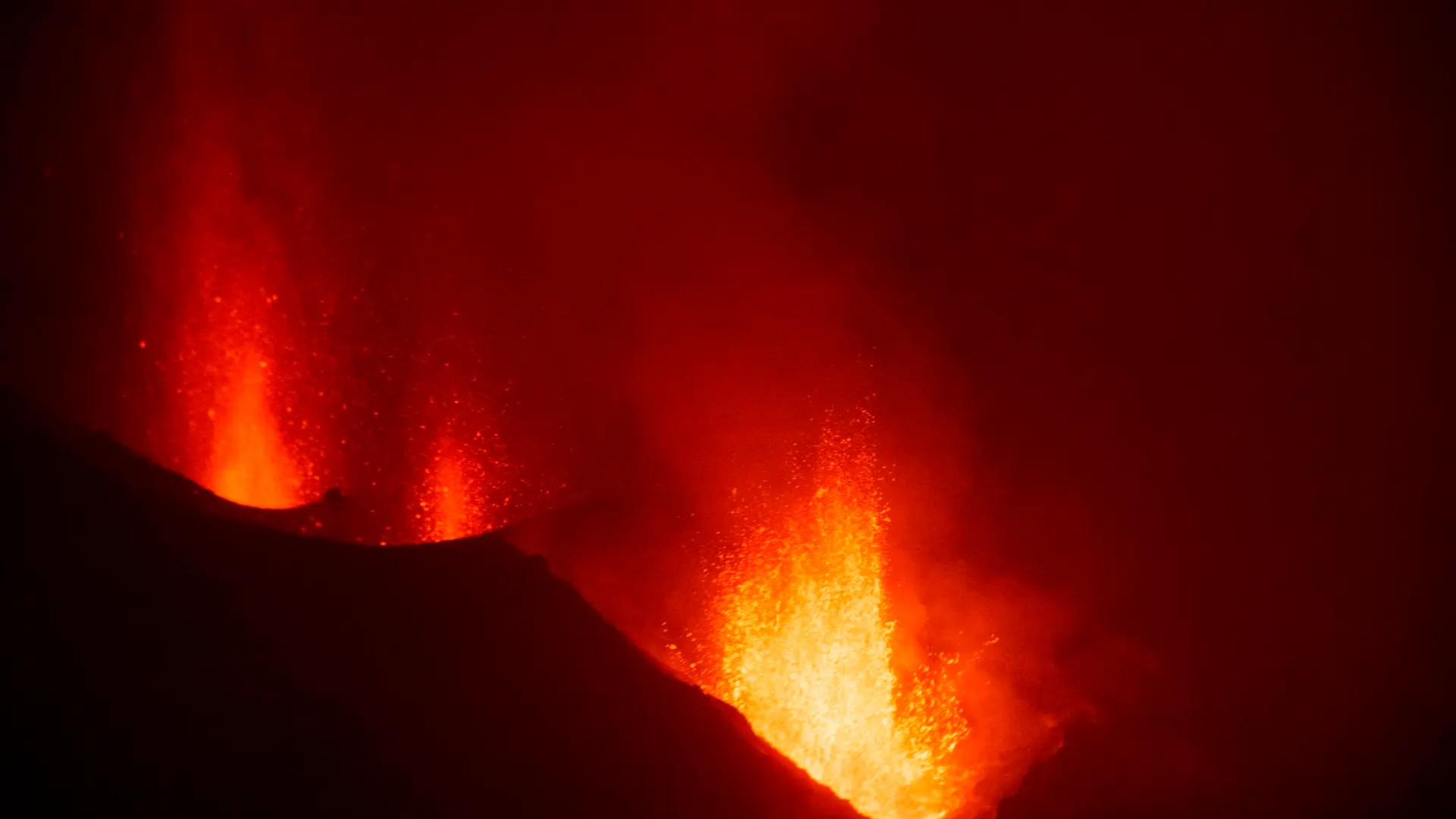 Vista de la erupción volcánica en La Palma