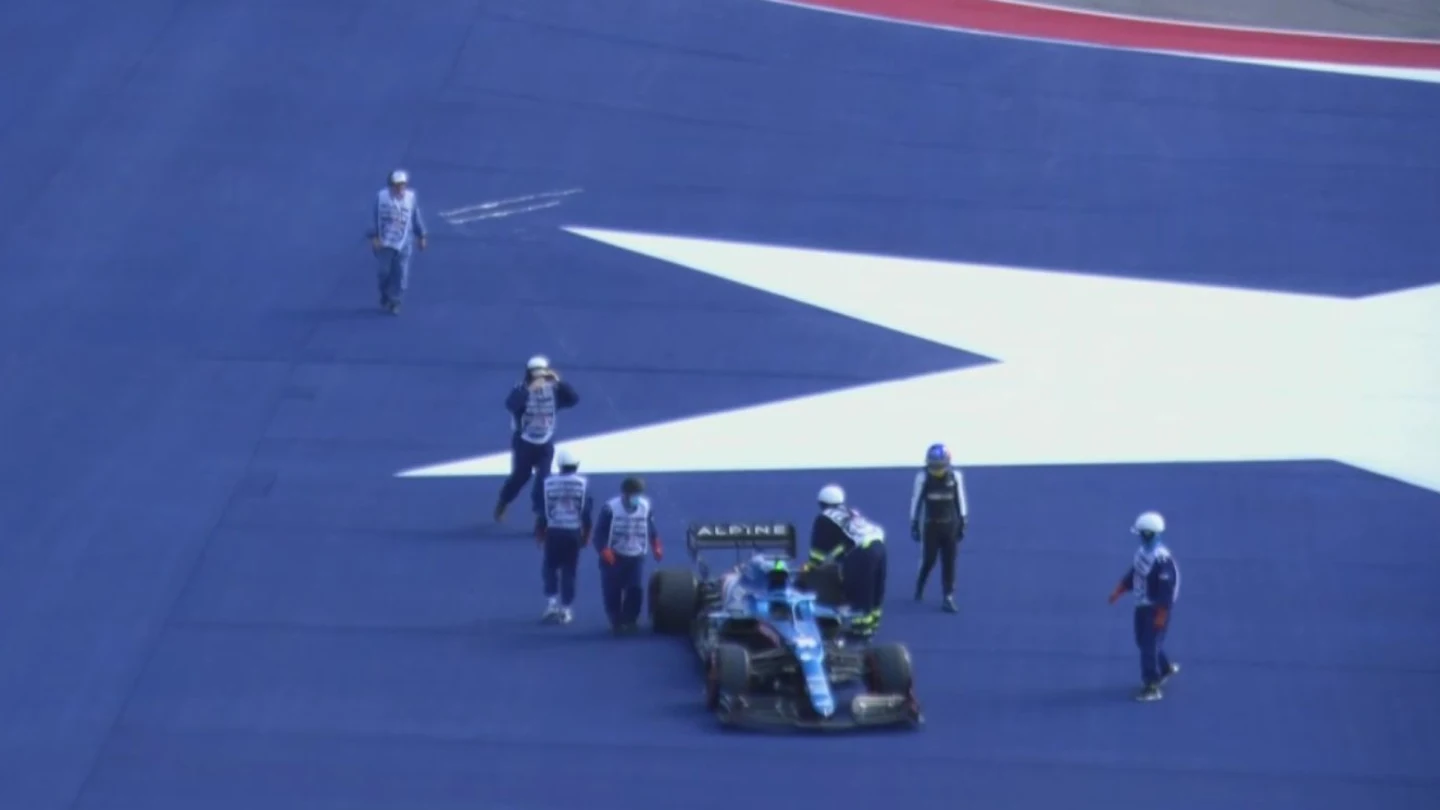 El coche de Fernando Alonso, parado en Austin El coche de Fernando Alonso, parado en Austin