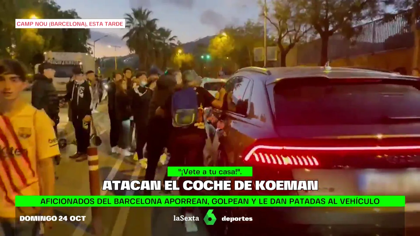 Lamentable: un grupo de aficionados del Barça increpa a Koeman en la salida del Camp Nou Lamentable: un grupo de aficionados del Barça increpa a Koeman en la salida del Camp Nou