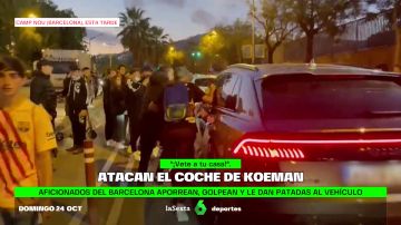 Lamentable: un grupo de aficionados del Barça increpa a Koeman en la salida del Camp Nou