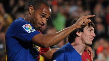 Henry y Messi en el Barça