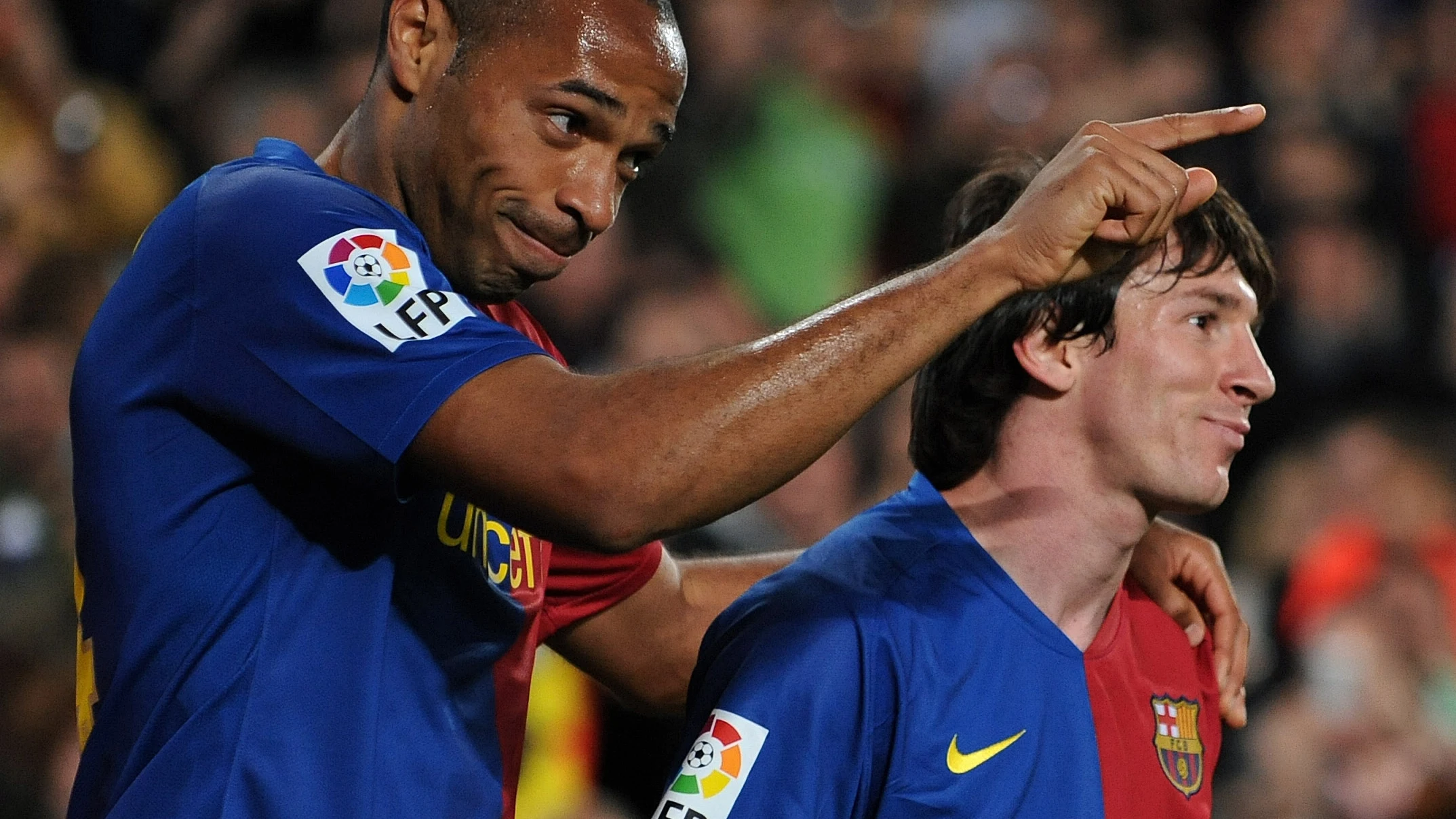 Henry y Messi en el Barça