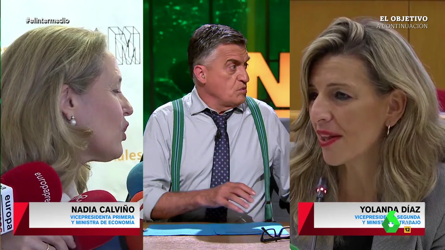El surrealista vídeo en el que Wyoming evidencia las contradicciones entre Yolanda Díaz y Nadia Calviño El surrealista vídeo en el que Wyoming evidencia las contradicciones entre Yolanda Díaz y Nadia Calviño