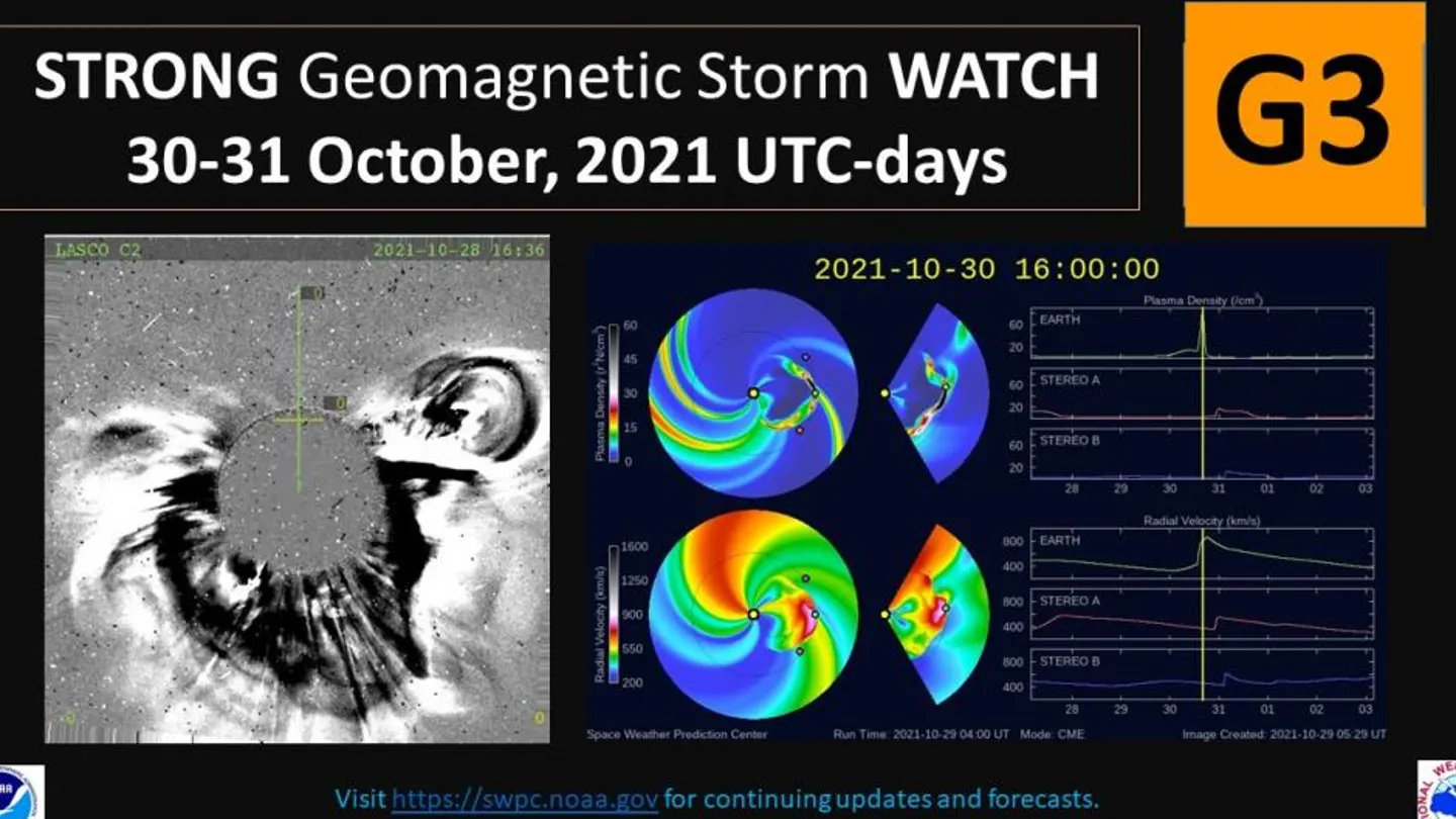 Aviso por una fuerte tormenta geomagnética Aviso por una fuerte tormenta geomagnética