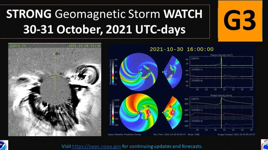 Aviso por una fuerte tormenta geomagnética