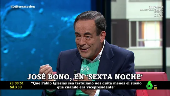 José Bono: "Que Pablo Iglesias sea tertuliano y no vicepresidente quita menos el sueño a los españoles" José Bono: "Que Pablo Iglesias sea tertuliano y no vicepresidente quita menos el sueño a los españoles"