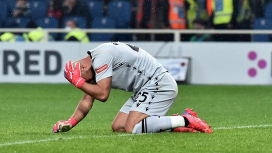 Pepe Reina, de rodillas en el césped Pepe Reina, de rodillas en el césped