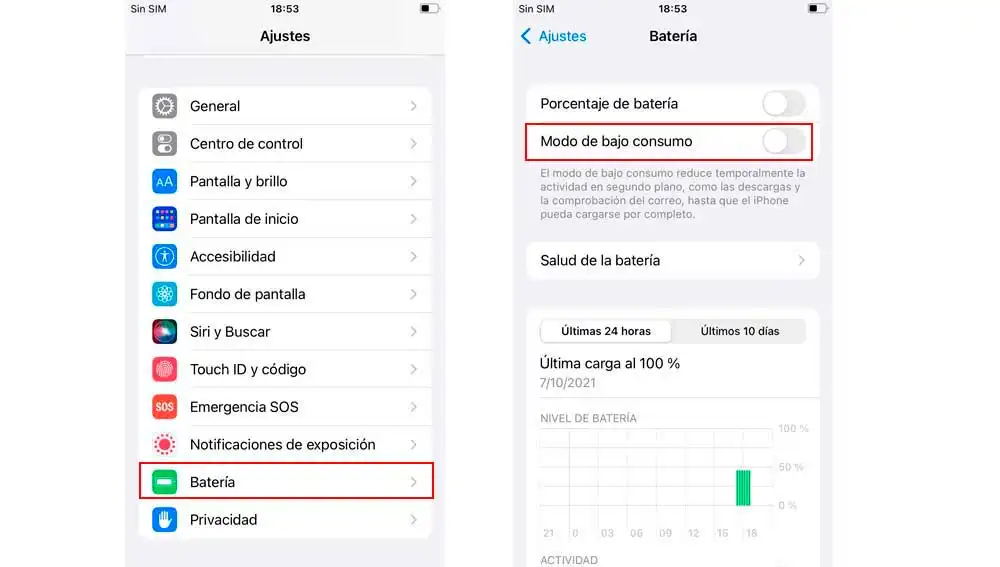 Desactivación del modo de bajo consumo