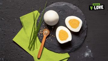 Imagen del primer huevo duro vegano del mundo