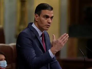 El presidente del Gobierno, Pedro Sánchez, durante su intervención en el Congreso este miércoles.