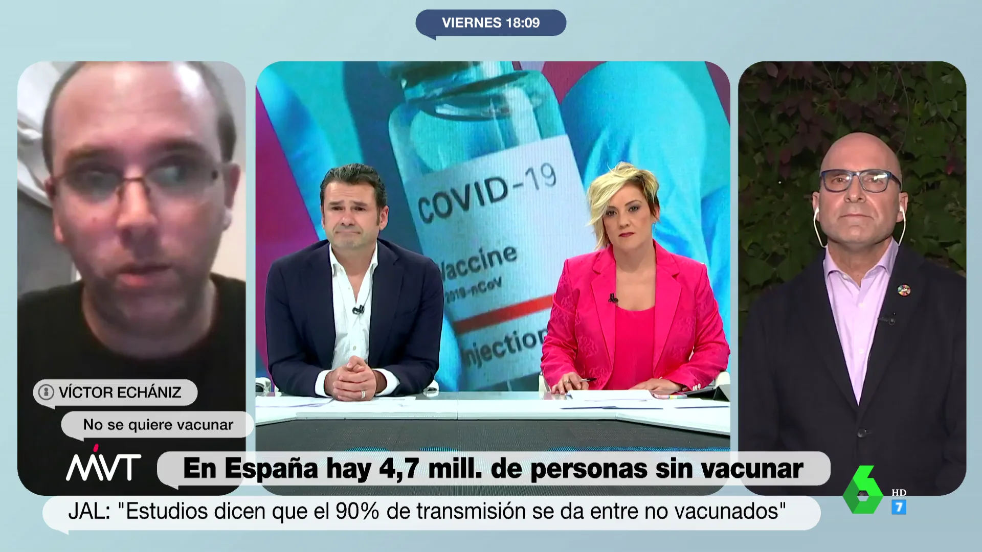 La respuesta de un virólogo a un hombre no vacunado frente al COVID que sí se vacuna contra la gripe: "Esa tiene menos eficacia"