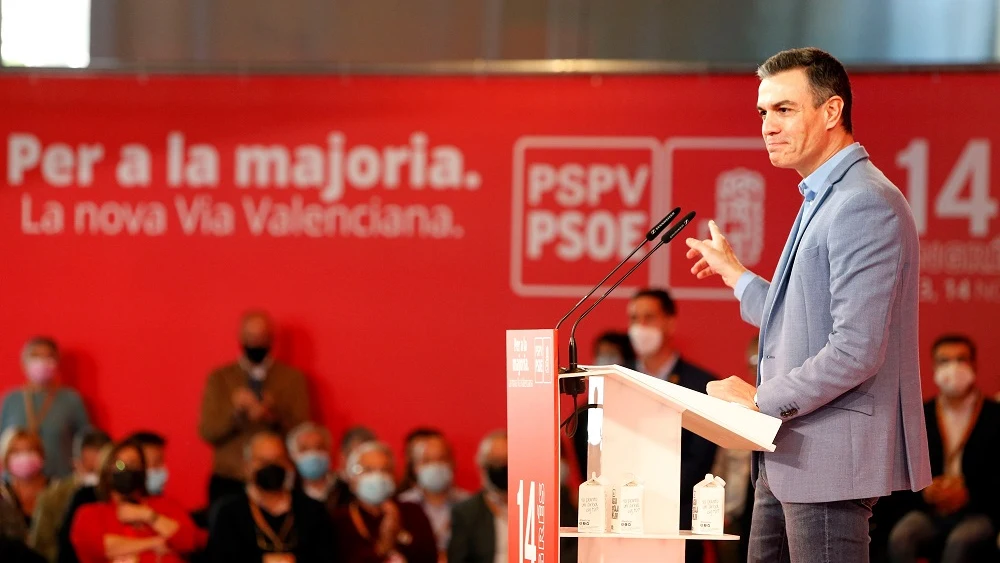 Pedro Sánchez en un Congreso del PSOE en Valencia