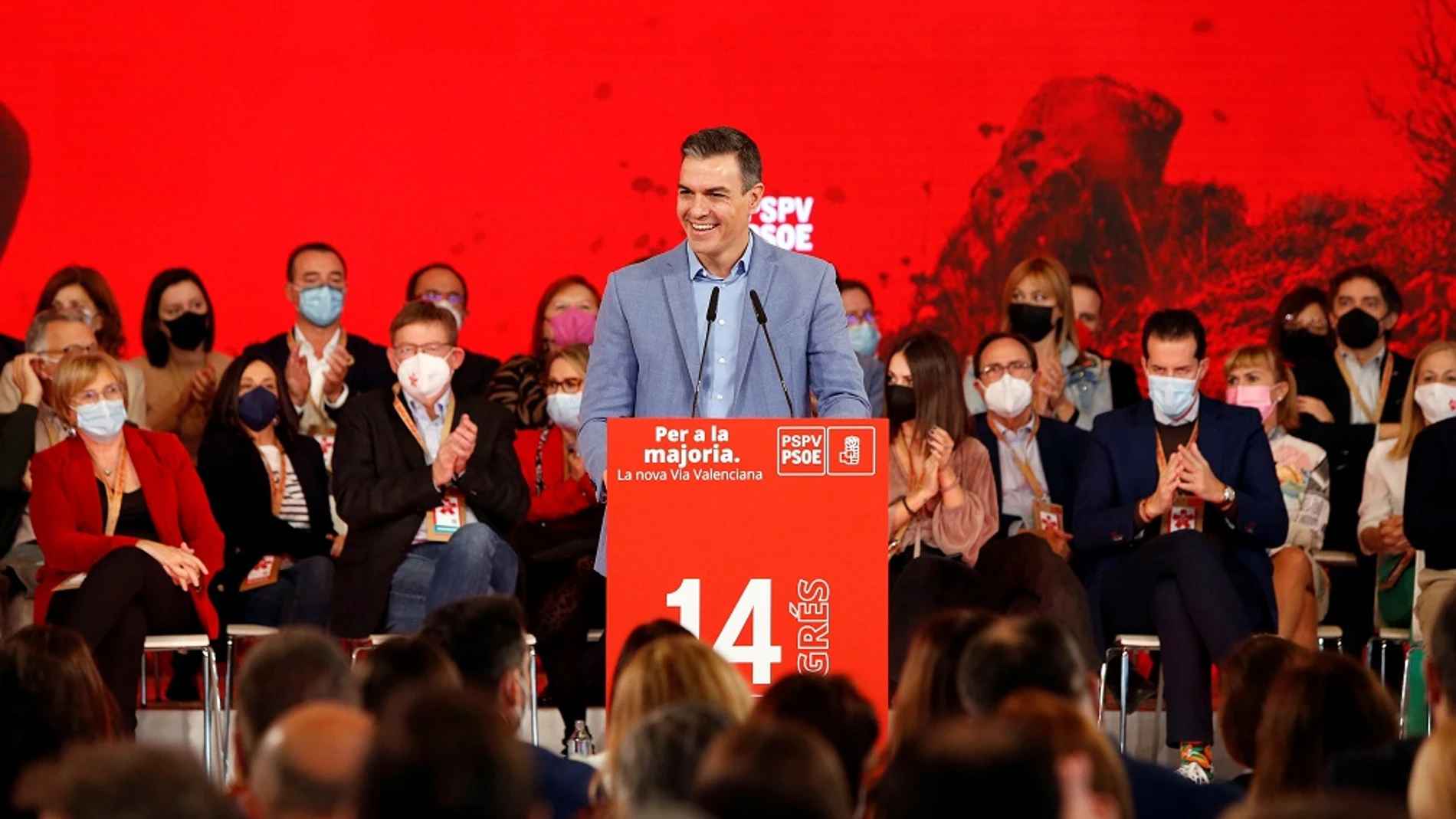 Pedro Sánchez en un Congreso del PSOE en Valencia