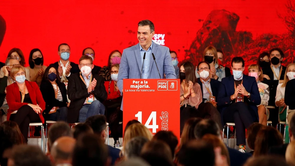 Pedro Sánchez en un Congreso del PSOE en Valencia