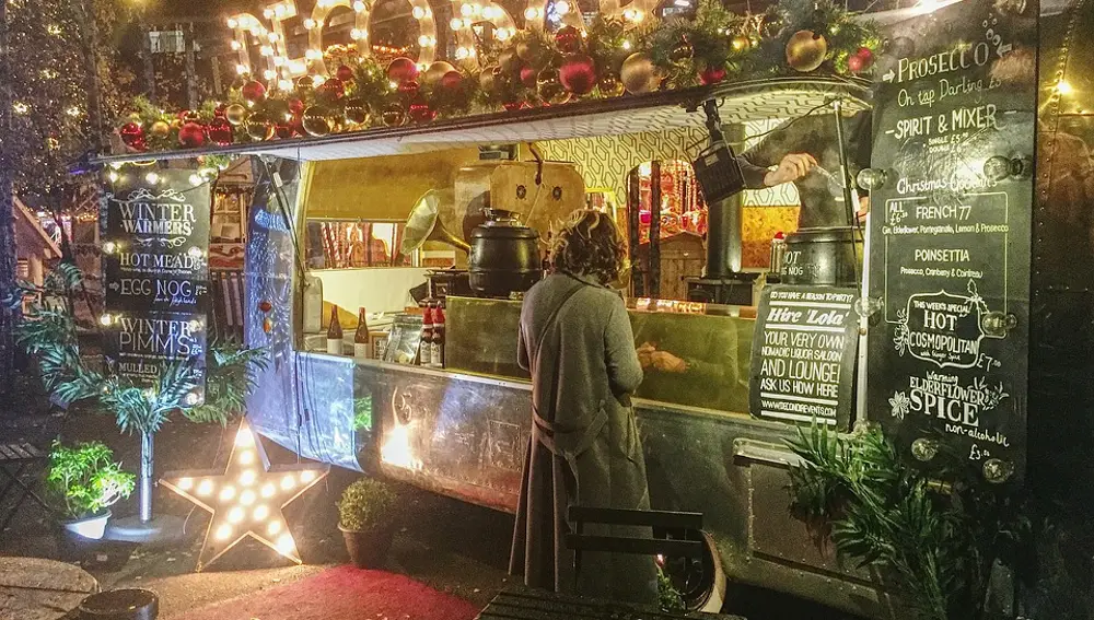 Comida callejera en Londres en Navidad