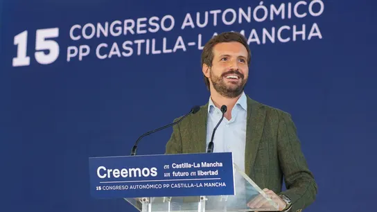El líder del Partido Popular, Pablo Casado, durante su intervención en la segunda jornada del Congreso regional del Partido Popular El líder del Partido Popular, Pablo Casado, durante su intervención en la segunda jornada del Congreso regional del Partido Popular