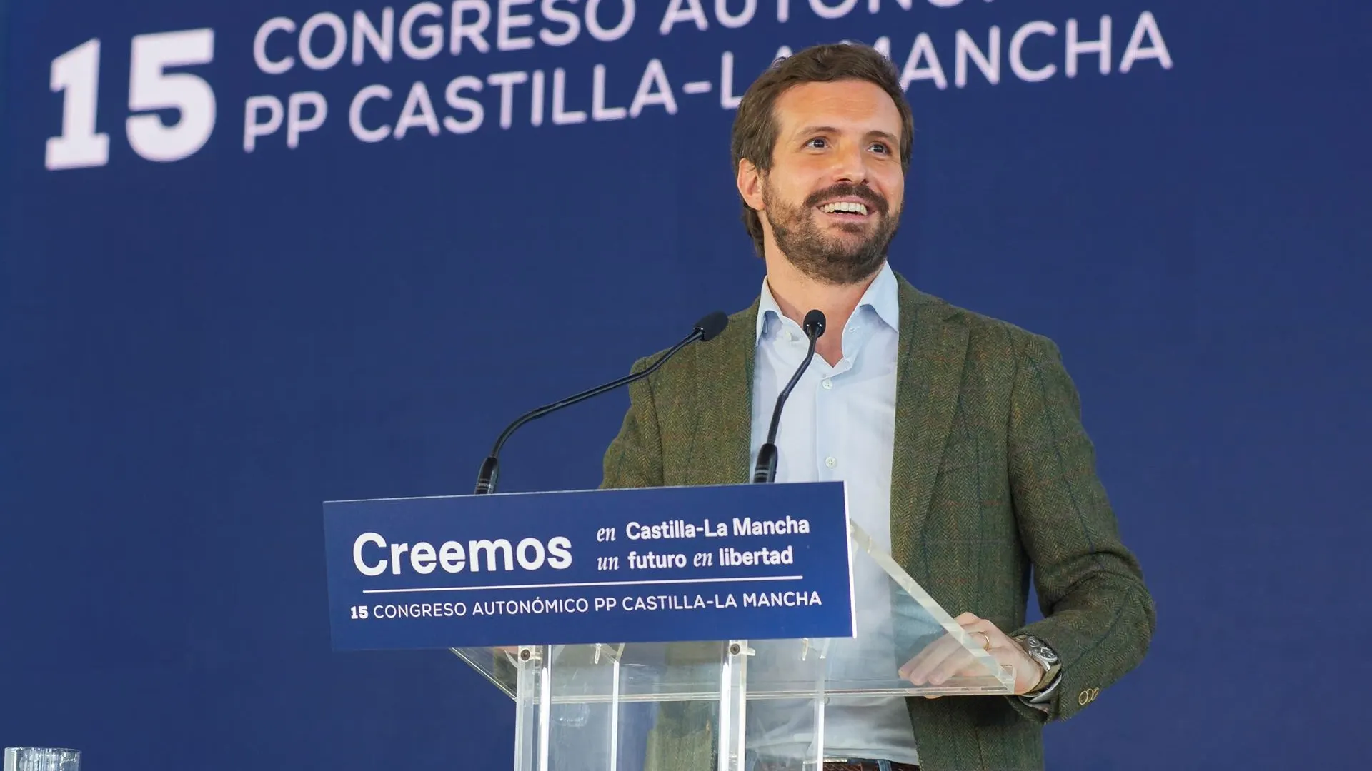  El líder del Partido Popular, Pablo Casado, durante su intervención en la segunda jornada del Congreso regional del Partido Popular 