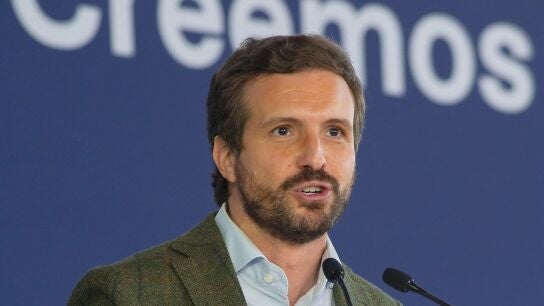 El l&iacute;der del Partido Popular, Pablo Casado, en la segunda jornada del Congreso regional del Partido Popular celebrado en Puertollano