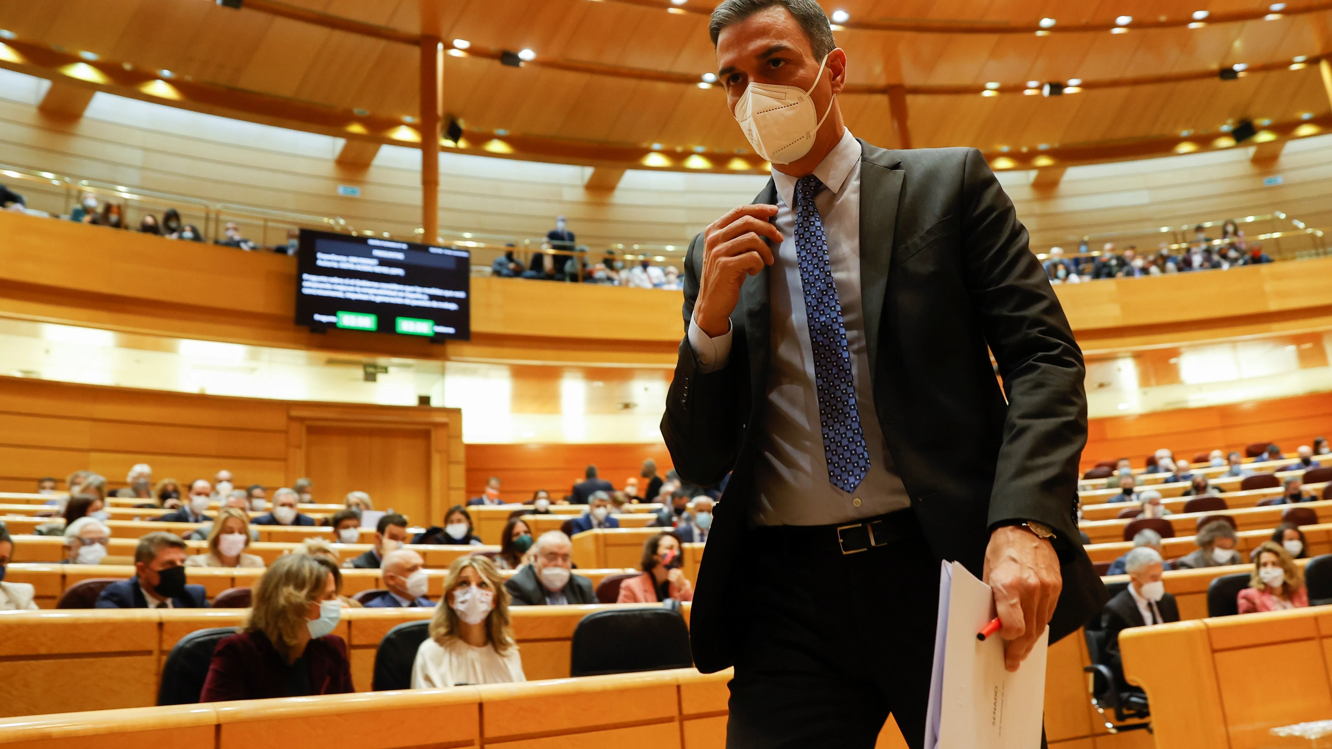 El presidente del Gobierno, Pedro Sánchez, tras su intervención en la sesión de control al Gobierno