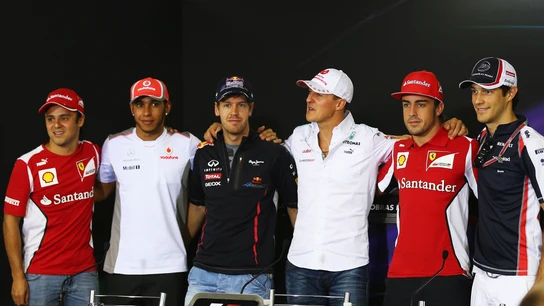 Felipe Massa, Lewis Hamilton, Sebastian Vettel, Michael Schumacher, Fernando Alonso y Bruno Senna Felipe Massa, Lewis Hamilton, Sebastian Vettel, Michael Schumacher, Fernando Alonso y Bruno Senna