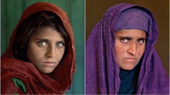 Sharbat Gula, en dos imágenes tomadas con años de diferencia Sharbat Gula, en dos imágenes tomadas con años de diferencia