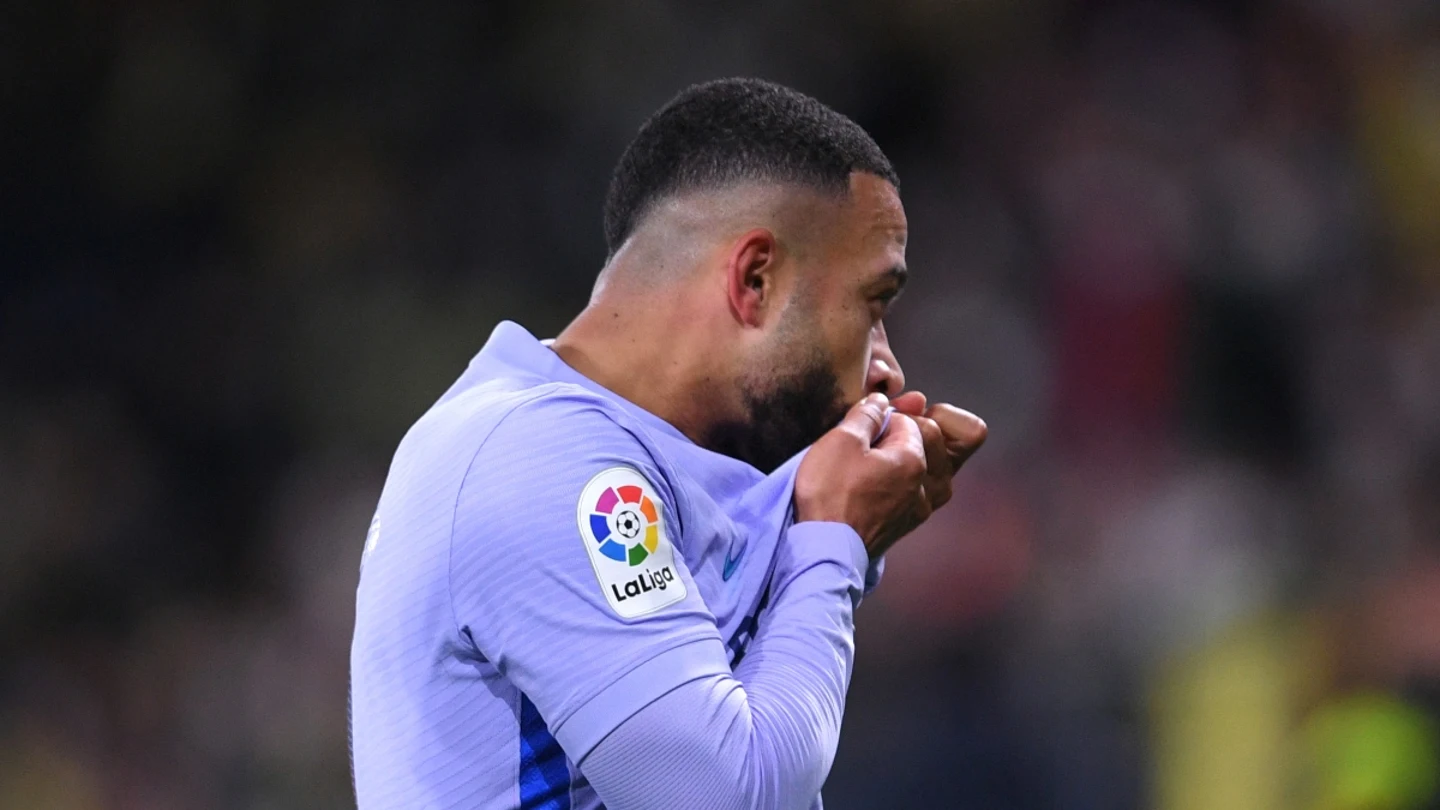 Memphis celebra un gol con el Barça Memphis celebra un gol con el Barça
