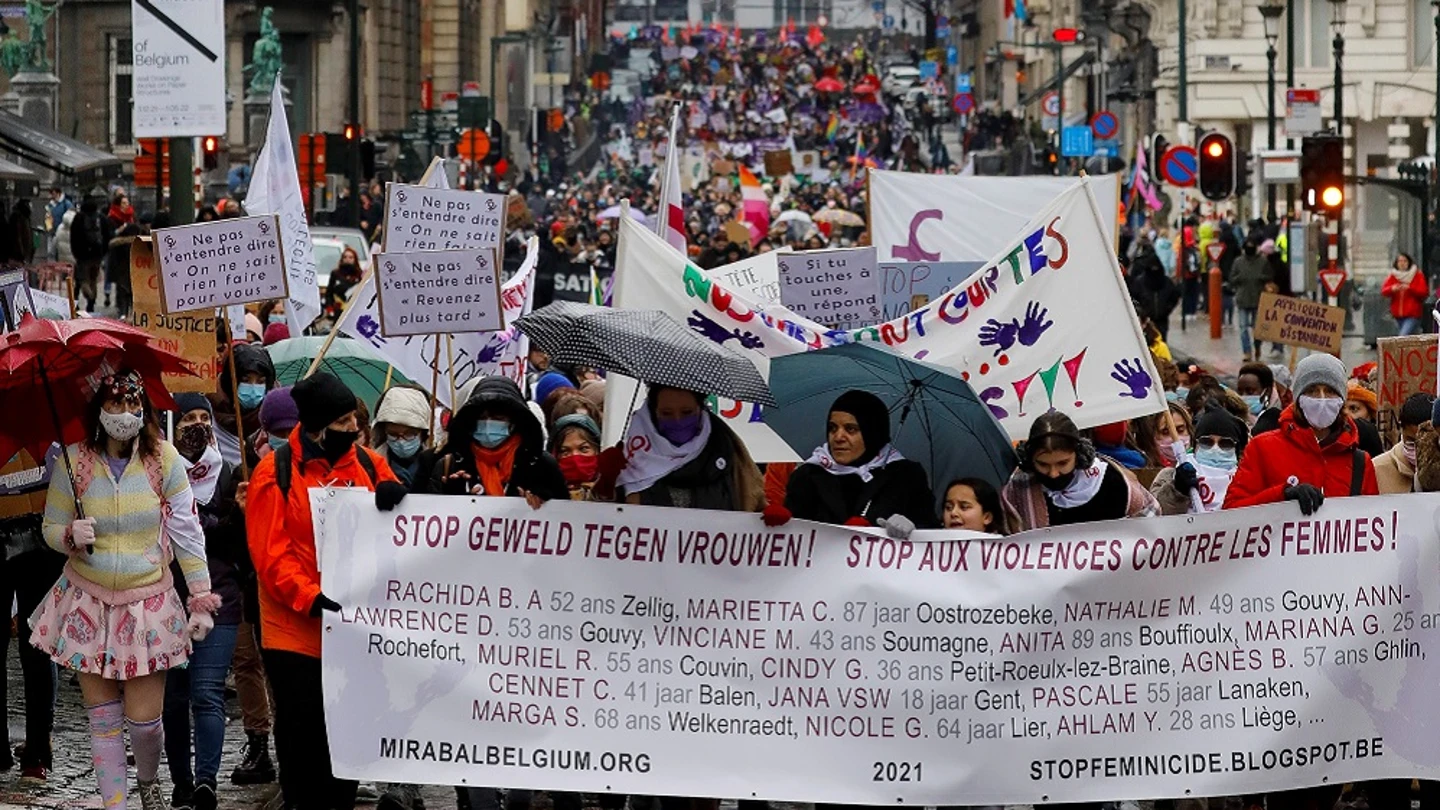 Protesta contra la violencia machista en Bruselas Protesta contra la violencia machista en Bruselas