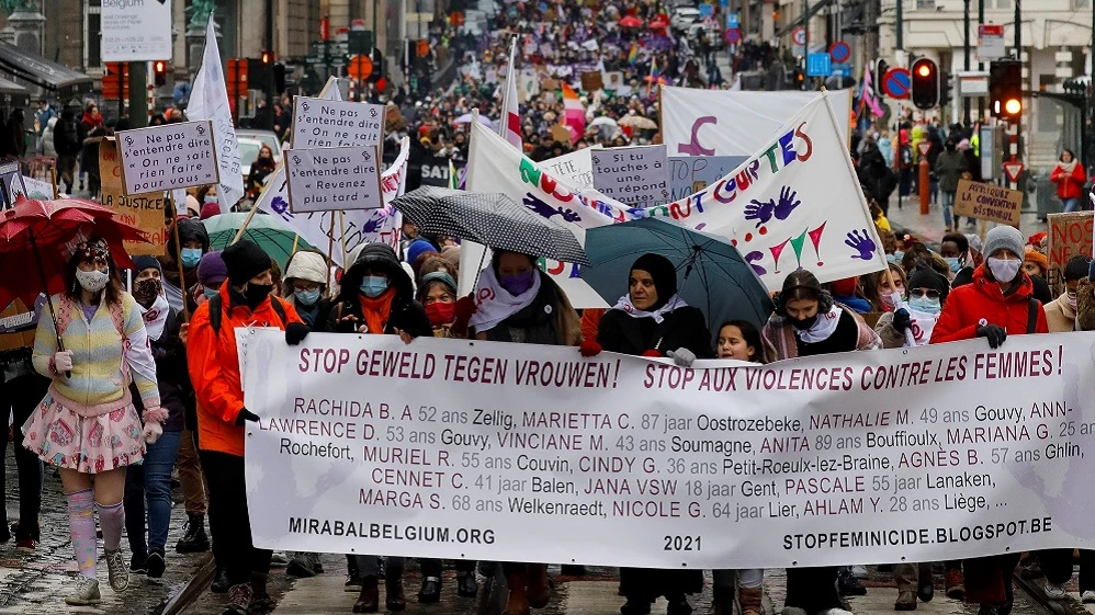 Protesta contra la violencia machista en Bruselas