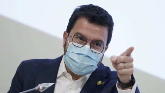 El president de la Generalitat, Pere Aragonès, durante la rueda de prensa El president de la Generalitat, Pere Aragonès, durante la rueda de prensa