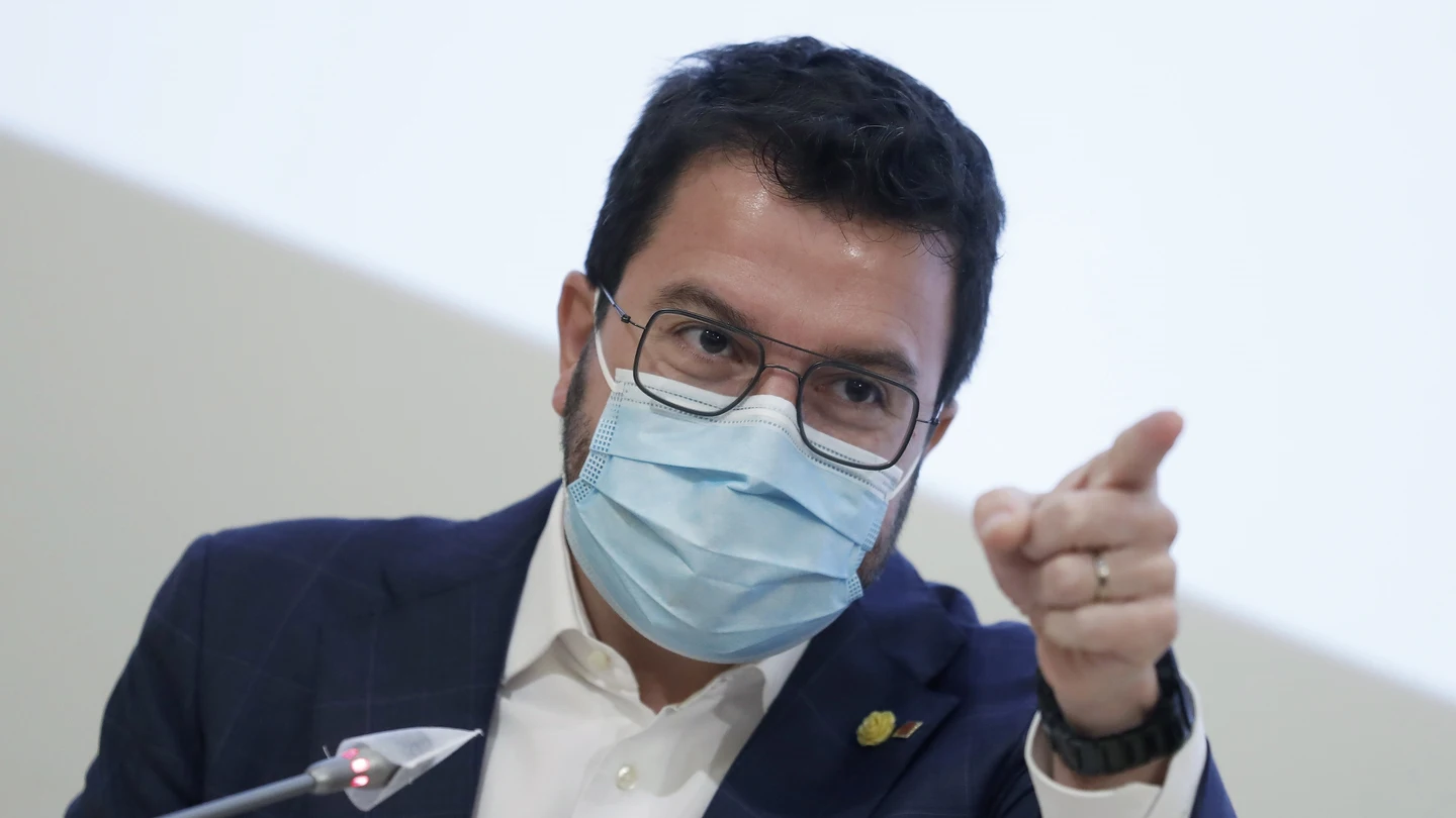 El president de la Generalitat, Pere Aragonès, durante la rueda de prensa El president de la Generalitat, Pere Aragonès, durante la rueda de prensa