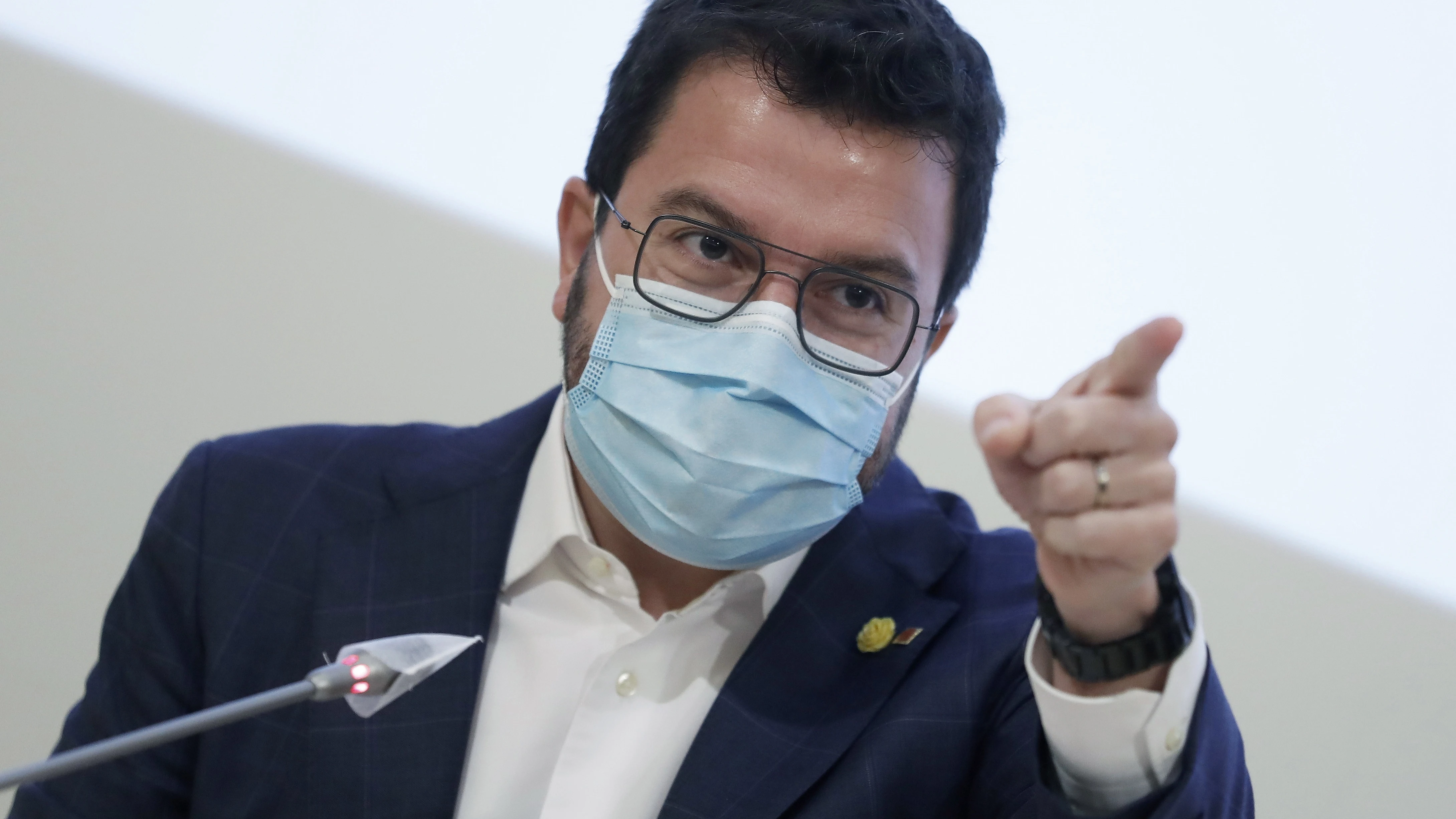 El president de la Generalitat, Pere Aragonès, durante la rueda de prensa