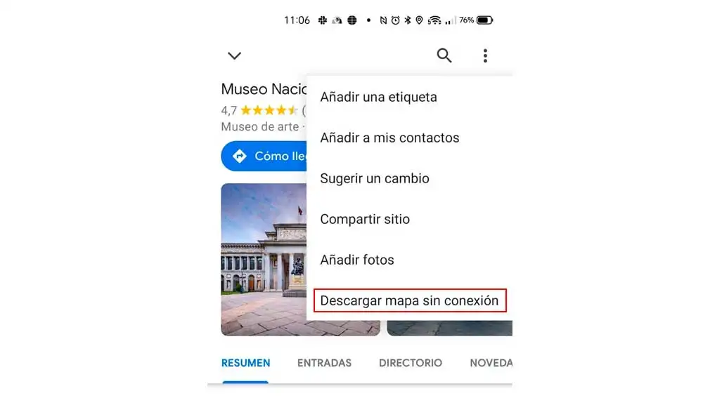 Descargando mapas sin conexión desde una busqueda