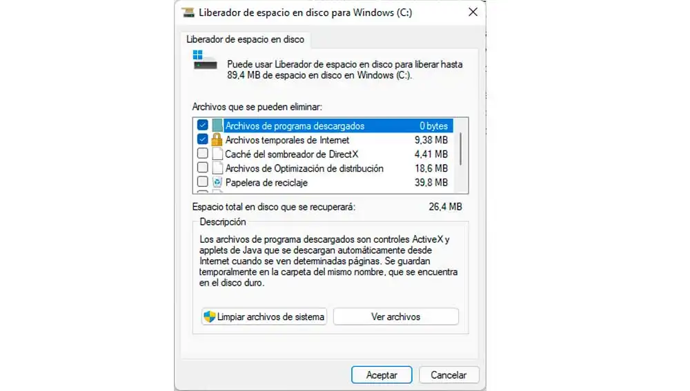 Liberando espacio en Windows