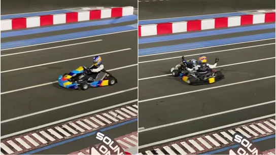 Fernando Alonso es puro espectáculo: 'show' brutal con un kart en Abu Dabi Fernando Alonso es puro espectáculo: 'show' brutal con un kart en Abu Dabi