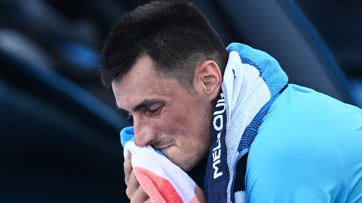 Bernard Tomic, en su partido ante Shapovalov en Australia