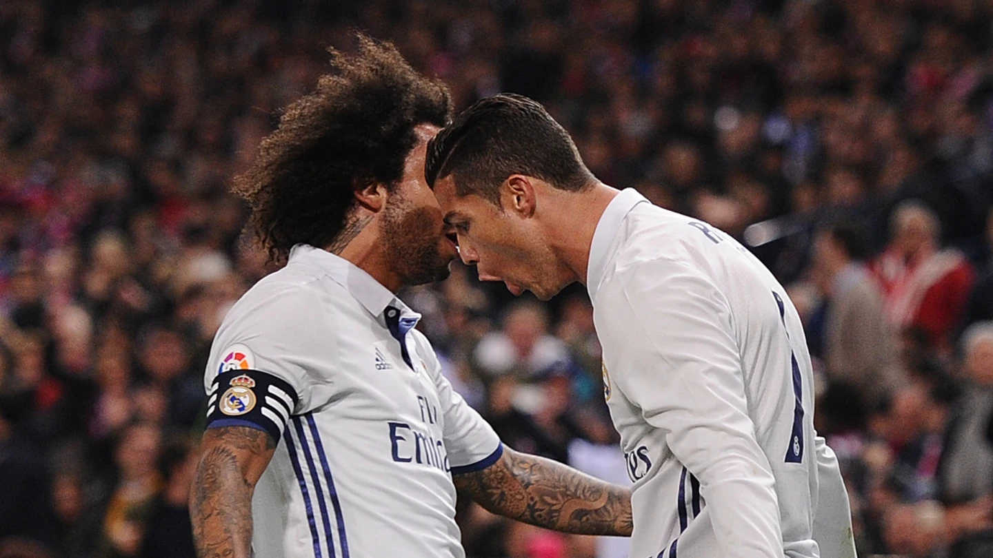 Marcelo y Cristiano celebran un gol Marcelo y Cristiano celebran un gol