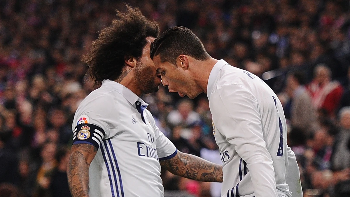 Marcelo y Cristiano celebran un gol