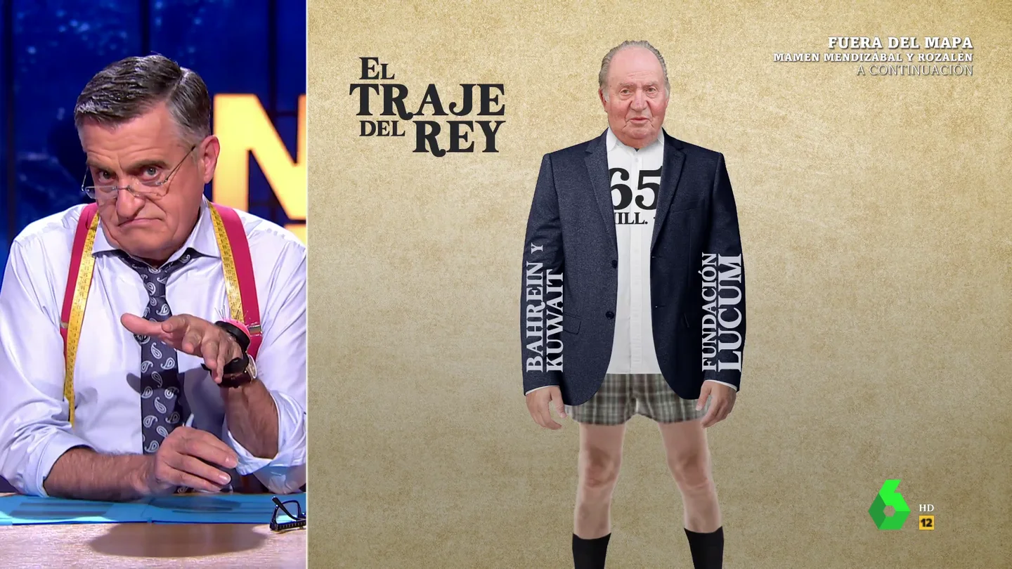 Wyoming presenta el "traje del que debe avergonzarse el rey Juan Carlos": "Combina con todo menos con la Agencia Tributaria" Wyoming presenta el "traje del que debe avergonzarse el rey Juan Carlos": "Combina con todo menos con la Agencia Tributaria"