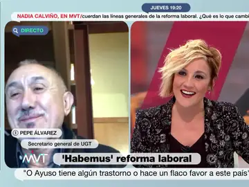La broma de Cristina Pardo a Pepe Álvarez al enterarse en directo que está en cuarentena sin síntomas tras dar positivo