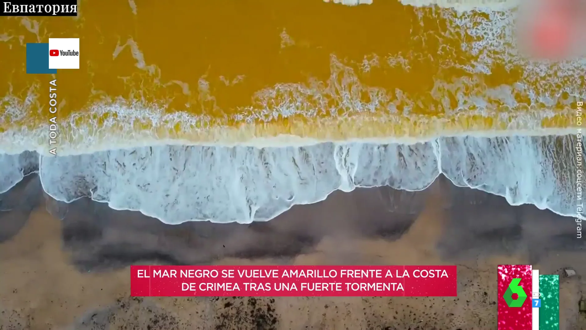 El Mar Negro se vuelve amarillo: estas son las impactantes imágenes del agua tras cambiar de color