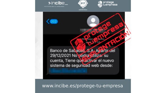 El mensaje suplantando al banco