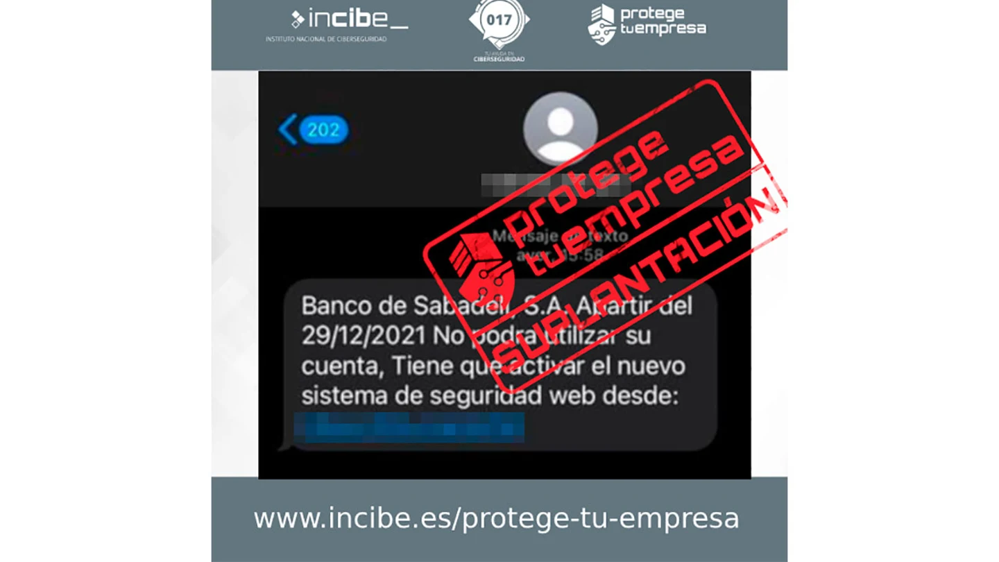 El mensaje suplantando al banco El mensaje suplantando al banco