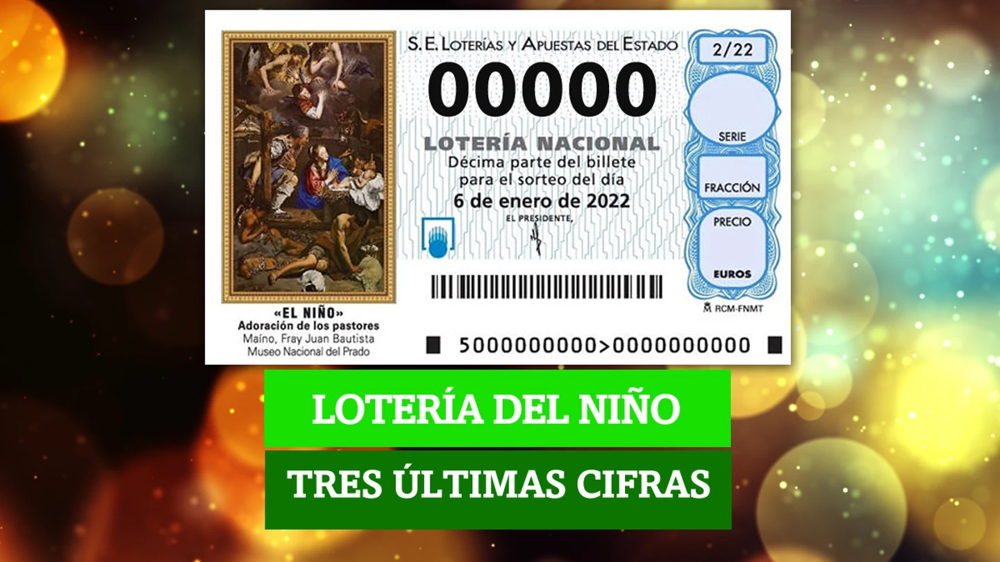Estas son las terminaciones de tres cifras premiadas con 100 euros en la Lotería del Niño 2022 Estas son las terminaciones de tres cifras premiadas con 100 euros en la Lotería del Niño 2022