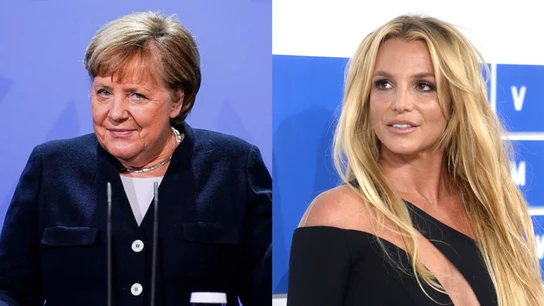 Angela Merkel y Britney Spears, en sendas imágenes de archivo Angela Merkel y Britney Spears, en sendas imágenes de archivo