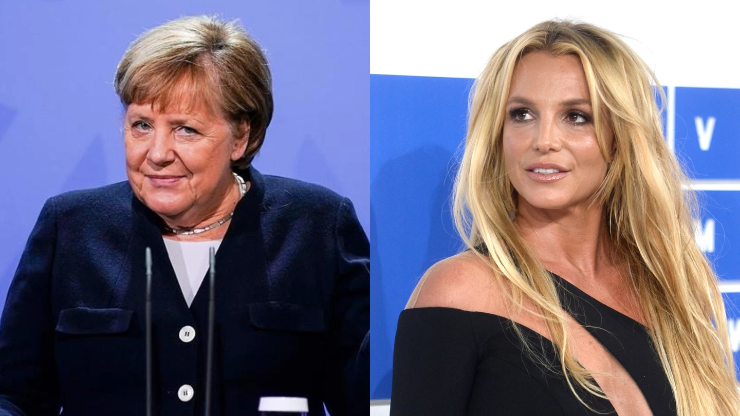 Angela Merkel y Britney Spears, en sendas imágenes de archivo Angela Merkel y Britney Spears, en sendas imágenes de archivo