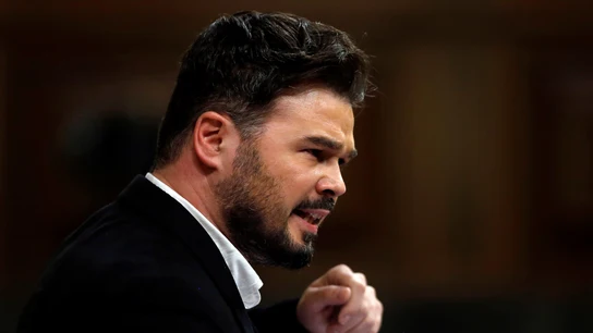 El portavoz de ERC, Gabriel Rufián, durante un pleno del Congreso de los Diputados El portavoz de ERC, Gabriel Rufián, durante un pleno del Congreso de los Diputados