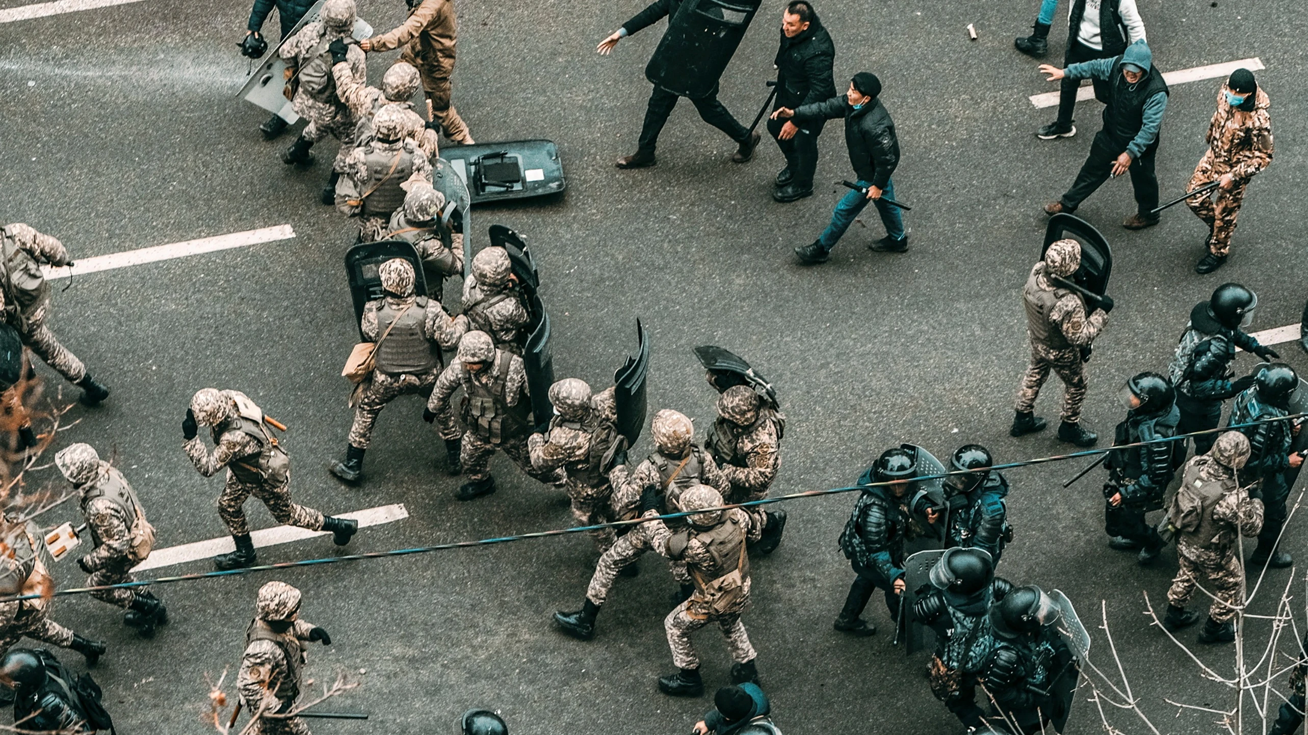 Imagen de las protestas en Almaty, Kazajstán. 